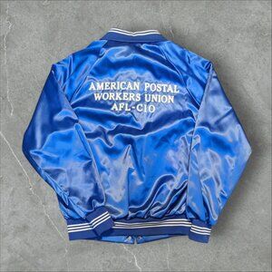 Vintage American Postal Workers Union APWU‎ AFL CIO Satin Jacket Windbreaker L